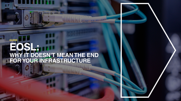 Cover image for blog on End-of-Service-Life (EOSL) hardware, visually representing ageing IT equipment, transformation pathways, and the concept of extending infrastructure value beyond OEM support.